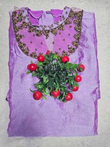 Jewel Neck Lavender Kurta
