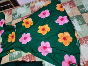 Green Floral Print Anarkali Dress