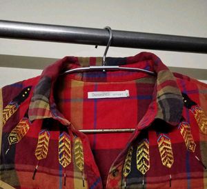 Korean Plaid Embroidered Pleated Dress