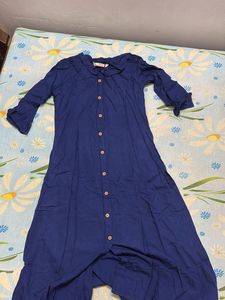 Blue Kurta And White Leggins With Pocket For Women