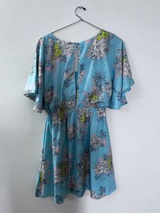 Back Slit Beautiful Floral Empire Dress
