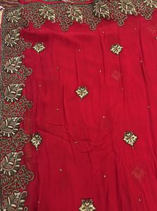 Red Embellished Saree