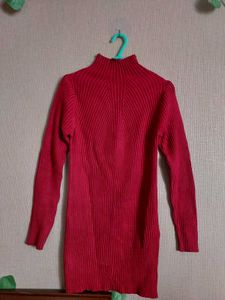 Red Ribbed Knit Turtleneck bodycon