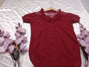 Maroon Ruffled Top