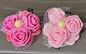 Pink Floral Hair Clips (Set of 2)