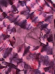 Pink &amp; Purple Tie-Dye Sari Blouse Set