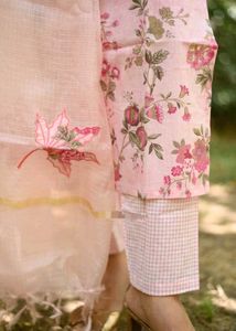 Beautiful Pink Cotton Kotta Doria Appliq Work