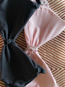Combo Of 2 Bralettes, Pink And Black