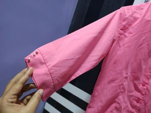 Neon Pink Shirt With Bead Work