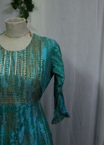 Teal Embellished Maxi Dress