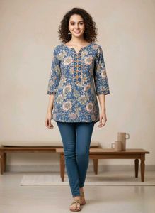 Blue Floral short kurti