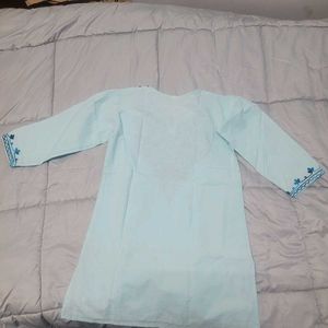 Embroidered Light Blue Kurti