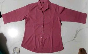 Peach 3/4 Sleeve Button-Up Shirt Small
