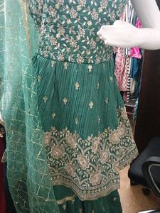 HEAVY WORKED A LINE KURTI WITH FLAERED SHARARA SET