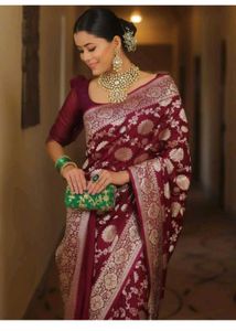Elegant Maroon Banarasi Saree