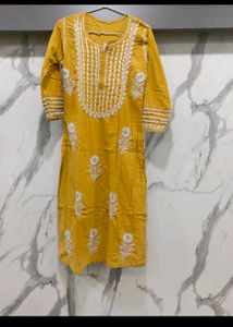 Yellow Chikankari Kurti