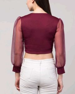 crop top for women maroon silk
