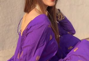 purple long anarkali dress