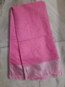 New Pink Soft Cotton Blend Saree