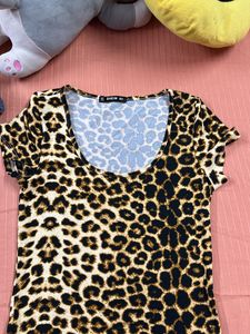 Leopard Print Fitted Top