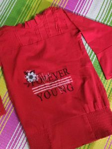 Red &#39;Forever Young&#39; Top