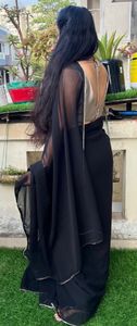 Matte black only saree