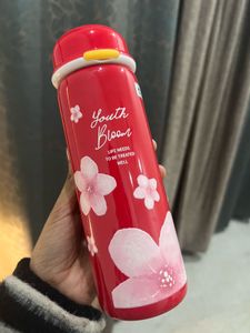 Red Floral Water Bottle