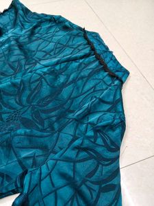 Teal Black-Lace Wrap Maxi Nighty