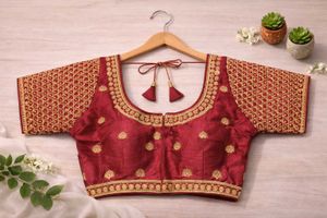Honey Maroon & Gold Embroidered Blouse