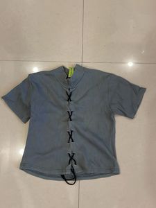 Cute Blue Lace-Up Top