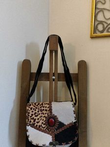 patchwork leather sling