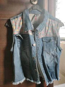 Sleeveless Denim Jacket Worn Only Once.