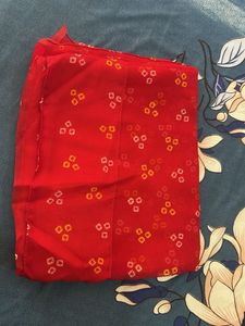 Red Bandhani pyor saree