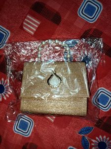 Golden Colour Clutch For Wedding &amp; Function