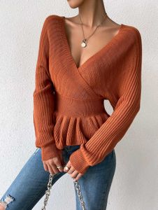 Stylish Rust-Colored Peplum Top