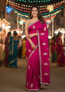 Elegant Pink Silk Saree