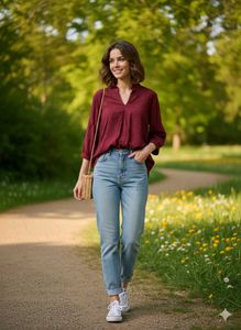 burgundy loose fitted shirt