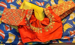 Gold Tissue Saree With Heavy Embroidered Blouse
