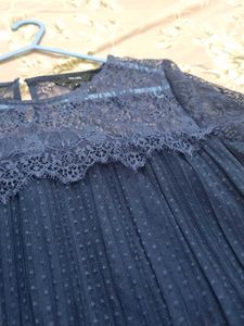 Elegant Navy Blue Lace Top