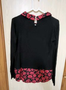 Rose Accent Long Sleeve Top