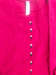 Anouk Women Red Solid Straight Kurta