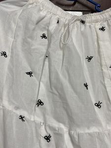 White  Skirt with Black Bows