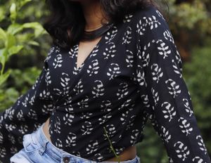 Block Printed Wrap Around Top