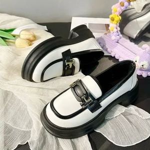 Aesthetic White Leather Loafers