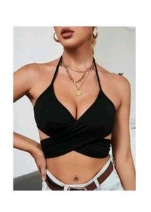 Tie Up Crisscross Halter Crop Top