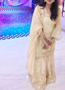 Sarara Suit With Frill Dupatta