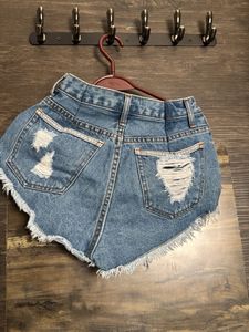 Blue Highwaist Denim Shorts