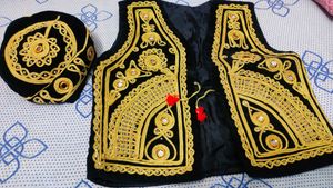 Embroidered Ethnic Vest &amp; Cap Set