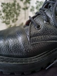 Black Leather Lace-Up Combat Boots