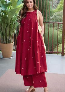 Red Polka Dot Kurta Set